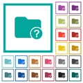 Unknown directory flat color icons with quadrant frames