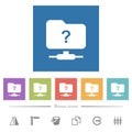 Unknown FTP flat white icons in square backgrounds Royalty Free Stock Photo