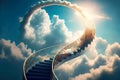 Unknown long stairway to heaven beyond horizon Royalty Free Stock Photo