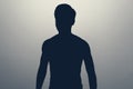 Unknown male person gray silhouette in studio. Anonymous or hidden secret. Royalty Free Stock Photo