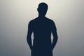 Unknown male person gray silhouette in studio. Anonymous or hidden secret. Royalty Free Stock Photo