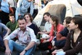 Unknown man in the group to protest the Russian opposition