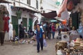 TETOUAN, MOROCCO - MAY 24, 2017: Unknown old man on the flea market in Tetouan Medina quarter in Northern Morocco Royalty Free Stock Photo