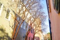 Unknown pastel antebellum houses in Charleston City Royalty Free Stock Photo