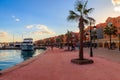 Unknown people walking on New Marina boulevard in Hurghada Royalty Free Stock Photo