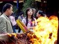 Unknown people worship at City God Temple in Shanghai