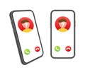 Unknown person call on smartphone screen. Incoming call. Vector stock illustration. Royalty Free Stock Photo