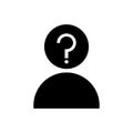 Unknown person icon. Question mark. Anonymous avatar. Human silhouette. Flat design. Vector illustration. Stock image. Royalty Free Stock Photo