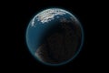 Set of unknown planet on photo texture, isolated on black