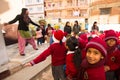 Unknown pupils during dance lesson in primary school Royalty Free Stock Photo