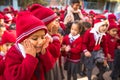 Unknown pupils during dance lesson in primary school. Royalty Free Stock Photo