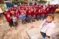 Unknown pupils during dance lesson in primary school. Royalty Free Stock Photo