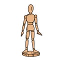 Art mannequin in doodle in retro style.