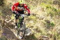 Unknown racer on the competition of mountain bike Royalty Free Stock Photo