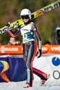 Unknown ski jumper competes in the FIS Ski Jumping World Cup Ladies Royalty Free Stock Photo