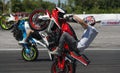 Unknown stunt bikers entertain the audience