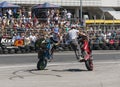 Unknown stunt bikers entertain the audience