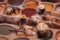 Unknown wokers in the tannery in Fez, Morocco. The tanning industry in the city is considered one of the main tourist attractions Royalty Free Stock Photo