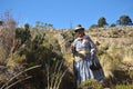 Unknown woman on the island of the Moon. Royalty Free Stock Photo