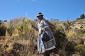 Unknown woman on the island of the Moon Royalty Free Stock Photo