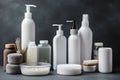 Unlabeled Toiletries, Minimalist Bathroom Essentials. Generative AI