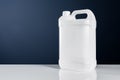 Unlabeled white plastic tank canister chemical liquid container