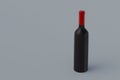 Unlabeled wine bottle on gray background. Copy space