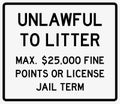 Unlawful to litter sign