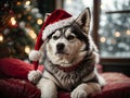 Santa\'s Sledmate: Husky Fashion for a Jolly Howl-iday Royalty Free Stock Photo