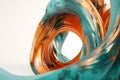 Twisted Waves: A Modern Minimalist 3D Render in Rust Orange and Teal Blue