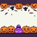 Halloween background with pumpkins, bats, spiders and ghosts. Vector illustration.Generative AI Royalty Free Stock Photo