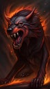 Hellhound cartoon character design illustration ai generated Royalty Free Stock Photo