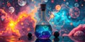 Captivating Celestial Potion Illustrations Explore the Enchanting Art of Magical Elixirs and Dreamlike Alchemy Royalty Free Stock Photo
