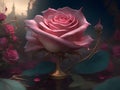 Mystical Rose Realms: Imaginative Fantasy Floral Print Royalty Free Stock Photo