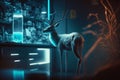 Deer Scientist: Exploring Unreal Engine\'s Megapixel VR Lab with ProPhoto RGB and Natural Lighting Royalty Free Stock Photo