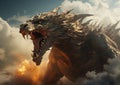 Unleashing the Epic Battle: A Tale of Dragons, Dire Wolves, and Royalty Free Stock Photo