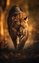 Unleashing the Fierce Beauty: A Majestic Tiger\'s Intense Pursuit