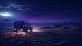 Unleashing the Thrill: Conquering the Vast Dunes of the Desert in a Jeep Expedition - AI Generative