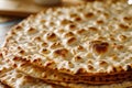 Unleavened bread. Christian communion concept for reminder of Jesus sacrifice. Generative AI.