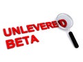 Unlevered beta with magnifying glass on white