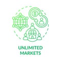 Unlimited markets green gradient concept icon