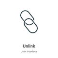 Unlink vector icon on white background. Flat vector unlink icon symbol sign from modern user interface collection for mobile Royalty Free Stock Photo
