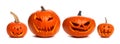 Unlit Halloween Jack o Lanterns individually isolated on white