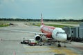 Unloading of baggage from the Air Asia aircraft