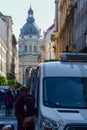 Unloading of a car on the street in budapest. Royalty Free Stock Photo