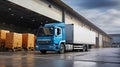 Unloading Cargo Truck at Warehouse Building for Smooth Operations. created with Generative AI Royalty Free Stock Photo