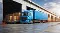 Unloading Cargo Truck at Warehouse Building for Smooth Operations. created with Generative AI Royalty Free Stock Photo