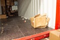 The unloading carton from container and carton damage from loading or transport process