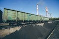 Unloading coal at power plant Royalty Free Stock Photo