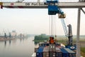 Unloading a container ship in Stetting sea port, Poland Royalty Free Stock Photo